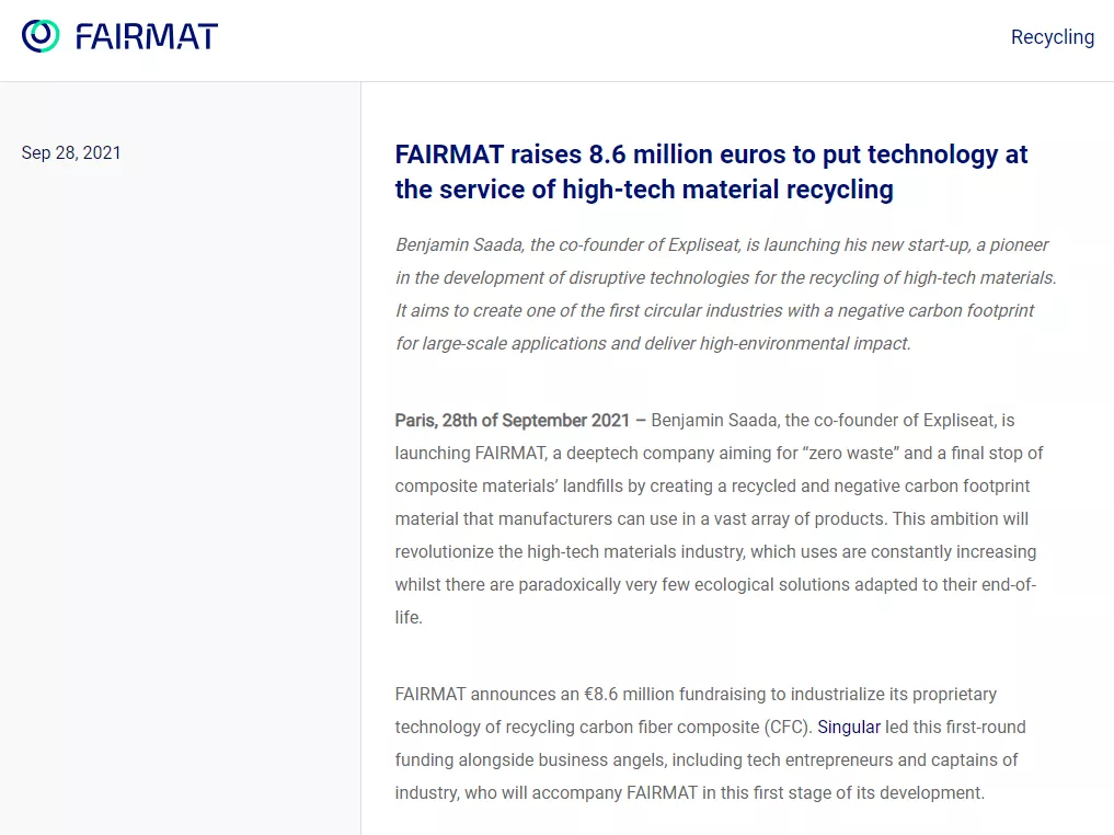 法国创企Fairmat