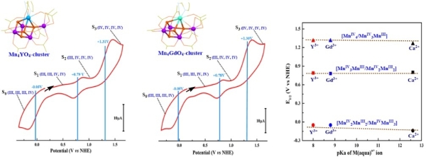 图2 仿生Mn4XO4-簇合物的氧化-还原电位及其与非锰金属离子的Lewis酸碱性的关系 