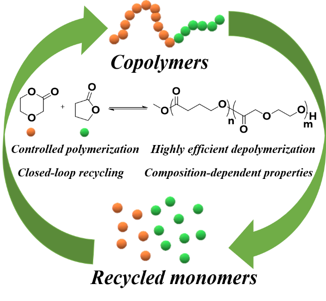 图1 生物降解共聚物的可控合成与闭环化学循环示意图