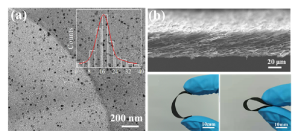 (a)金属氧化/石墨烯杂化材料和(b)独立自支撑多孔石墨烯膜