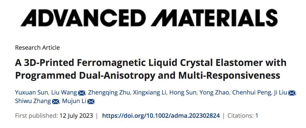 中国科大实现铁磁液晶弹性体的双各向异性可编程3D打印